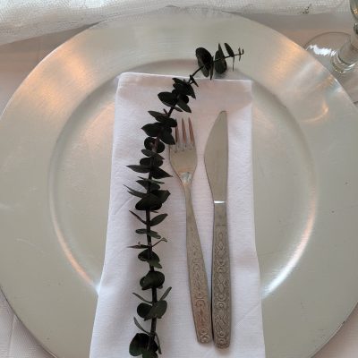 Hochzeitskathi - Tischdekoration Platzteller silber
