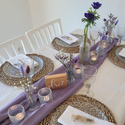 Hochzeitskathi - Tischdekoration lila