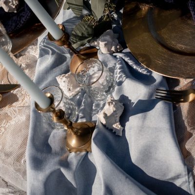Hochzeitskathi -Tischläufer hellblau