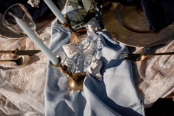 Hochzeitskathi -Tischläufer hellblau
