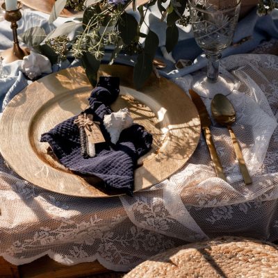 Hochzeitskathi - Stoffserviette dunkelblau Musselin