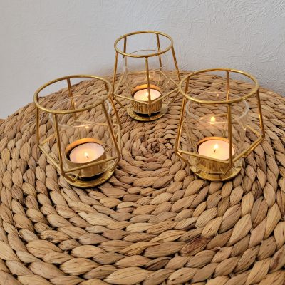 Hochzeitskathi - geometrische goldene Teelichter