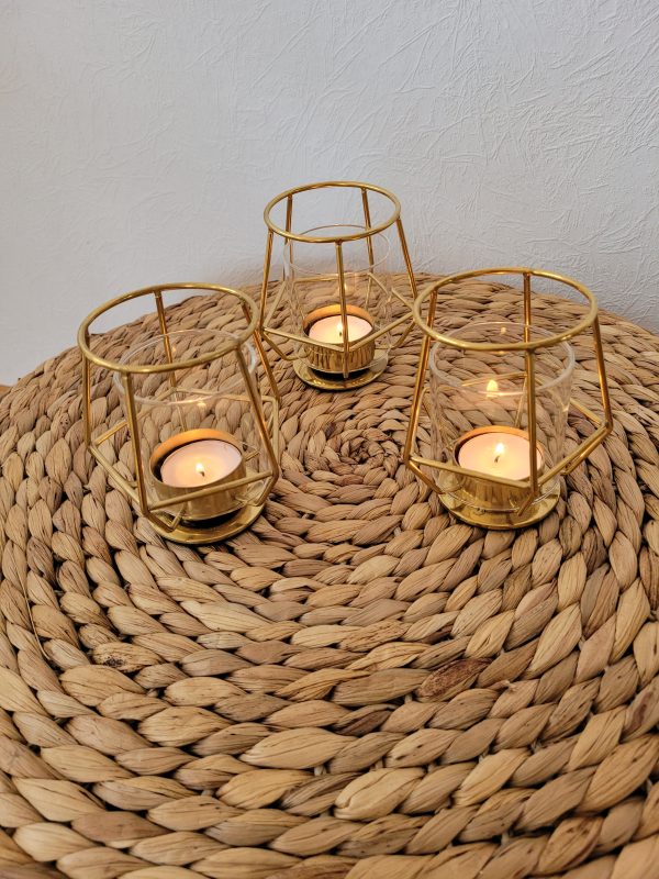 Hochzeitskathi - geometrische goldene Teelichter