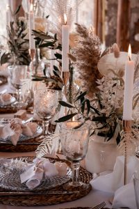 Hochzeitskathi - Brückenbaron Bolzhausen Tischdekoration Boho gold