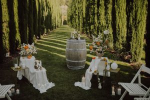 Hochzeitskathi - Weingut Mussler Dekoration freie Trauung