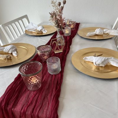 Hochzeitskathi - Tischdekoration pinker Stoff