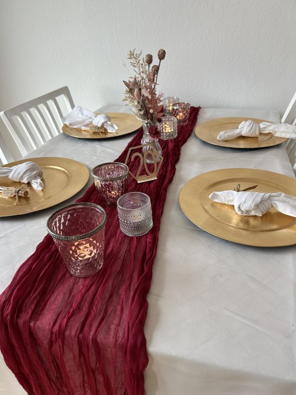 Hochzeitskathi - Tischdekoration pinker Stoff