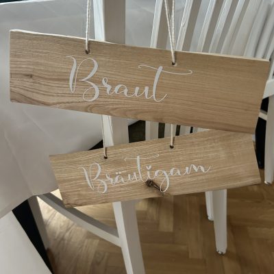 Hochzeitskathi - Holzschilder Braut & Bräutigam