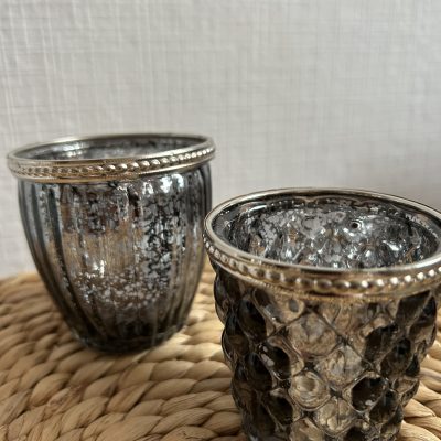 Hochzeitskathi - Teelichter schwarz mit silber
