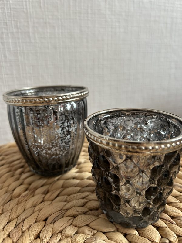 Hochzeitskathi - Teelichter schwarz mit silber