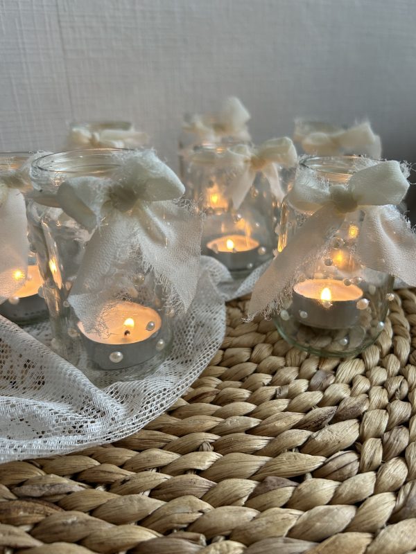 Hochzeitskathi - Perlen Teelichter mit schleifen