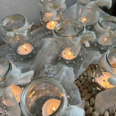Hochzeitskathi - Perlen Teelichter mit schleifen
