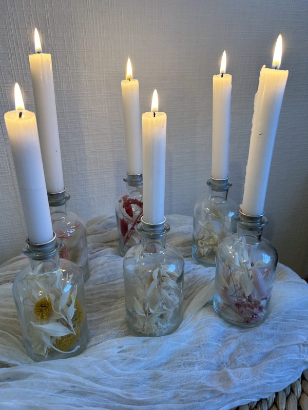 Hochzeitskathi - Vasen mit Kerzen Boho Trockenblumen
