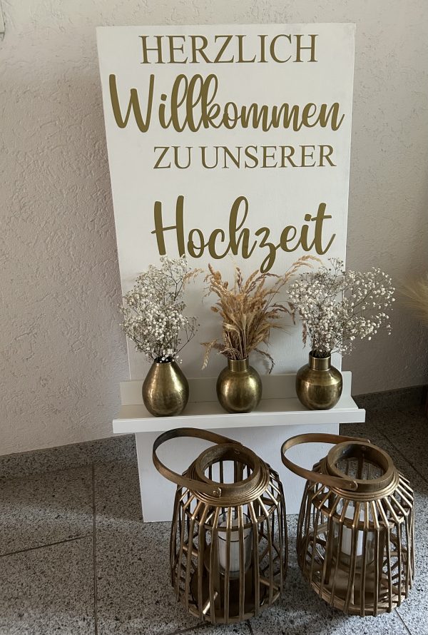 Hochzeitskathi - Willkommensschild Tafel weiß