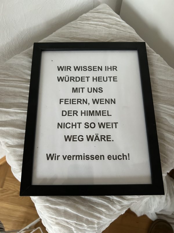 Hochzeitskathi - Schild Verstorbene