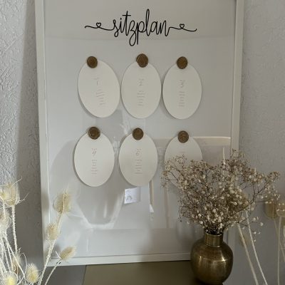 Hochzeitskathi - Leihartikel Dekoration Sitzplan schwarz