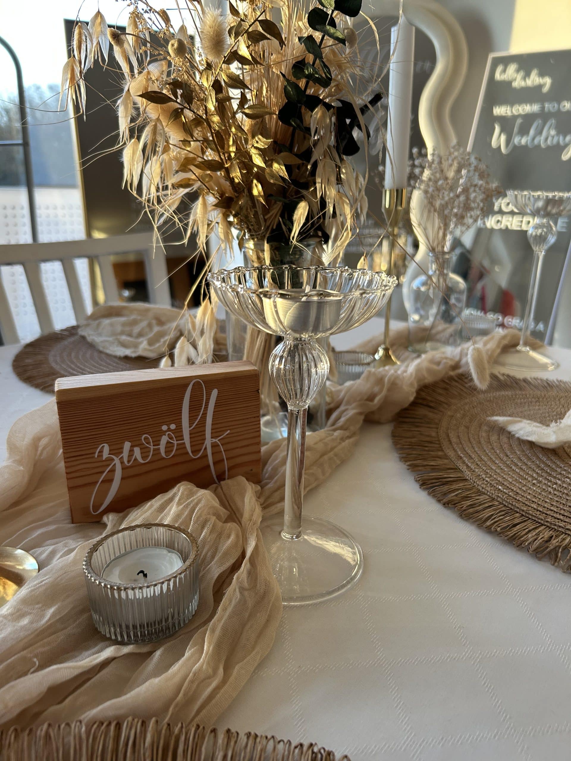 Hochzeitskathi - Leihartikel Dekoration - Pokalglas Glas