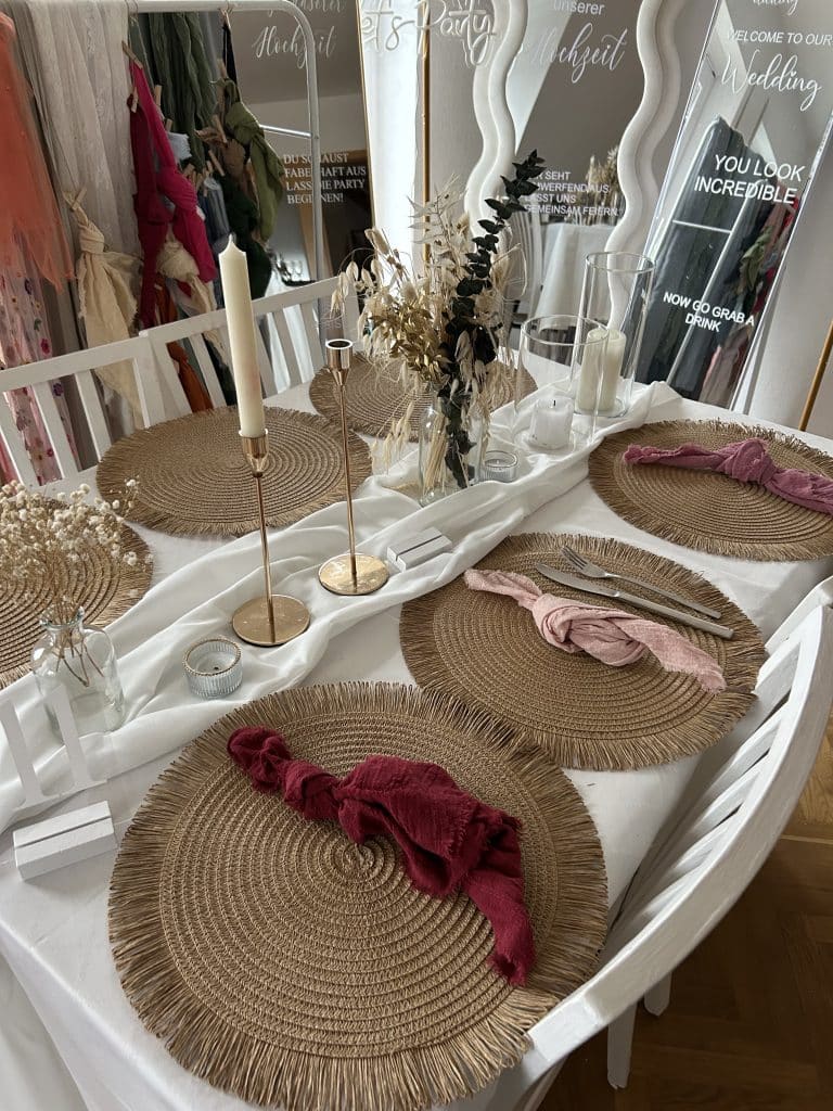 Hochzeitskathi - Leihartikel Dekoration - Platzsets mediterran