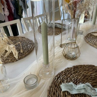 Hochzeitskathi - Dekoration - Leihartikel - GlasZylinder Stabkerze