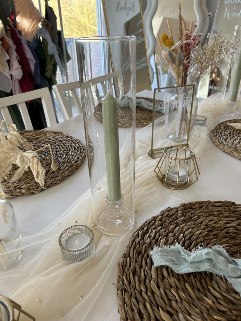 Hochzeitskathi - Dekoration - Leihartikel - GlasZylinder Stabkerze